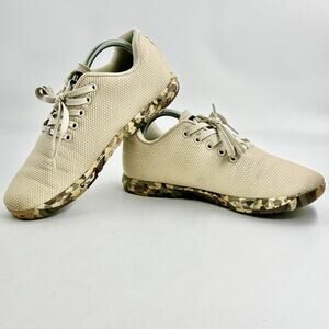NOBULL Superfabric Low Top Cream Beige w Camo Soles WOMENS 9.5 or MENS Size 8 EX